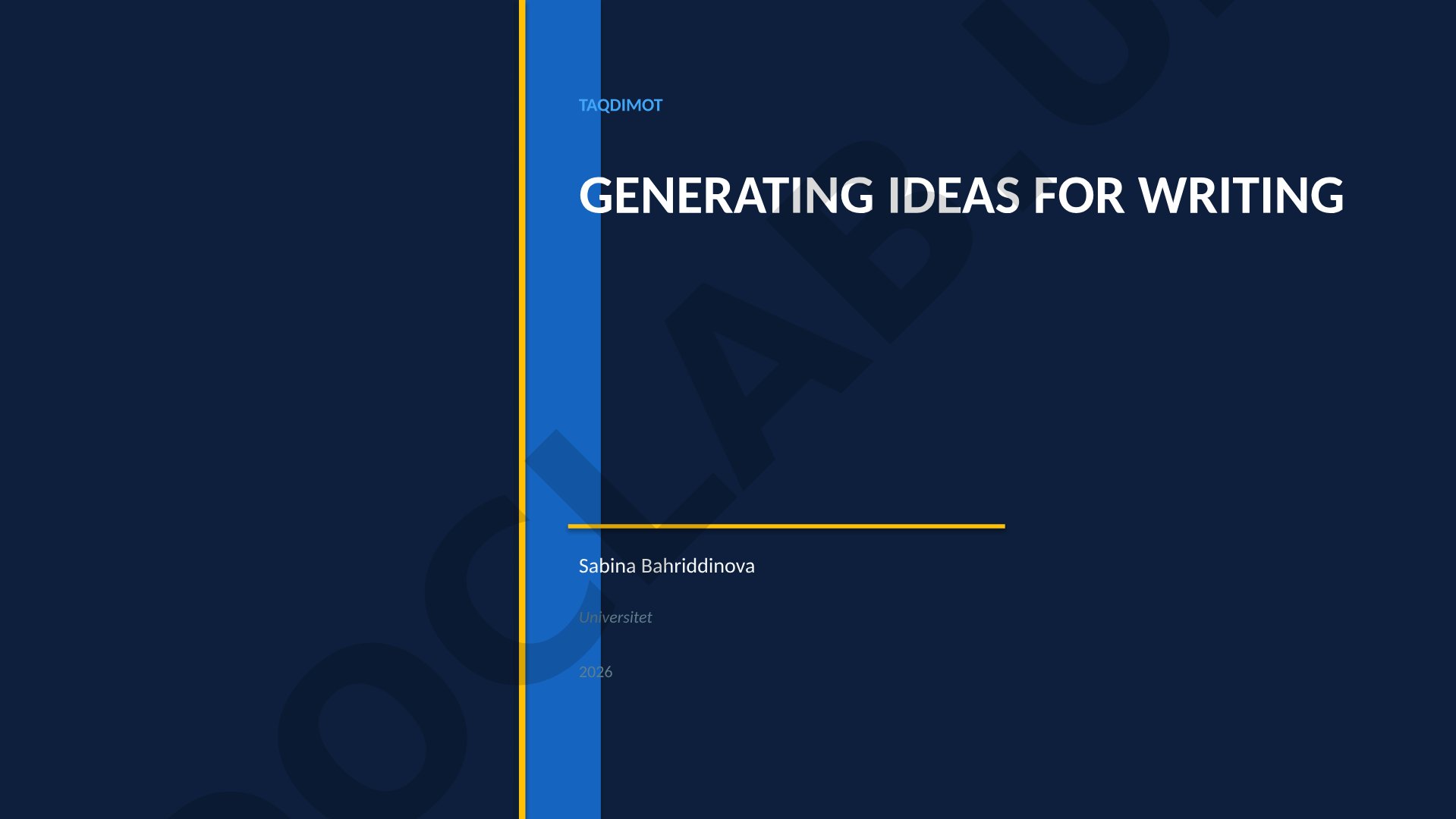 Generating Ideas for Writing