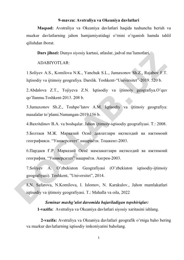 Avstraliya va Okeaniya davlatlari