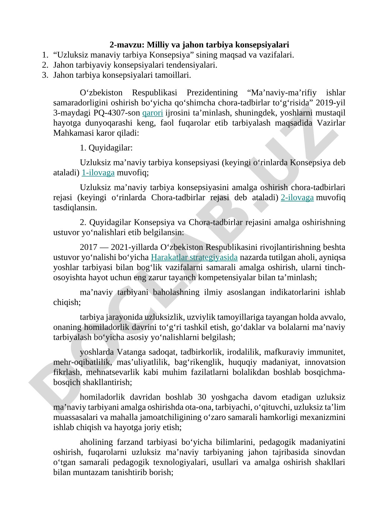 Milliy va jahon tarbiya konsepsiyalari
