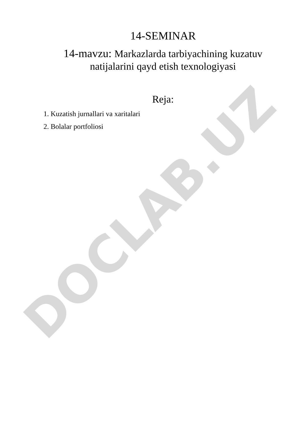 Markazlarda tarbiyachining kuzatuv natijalarini qayd etish texnologiyasi