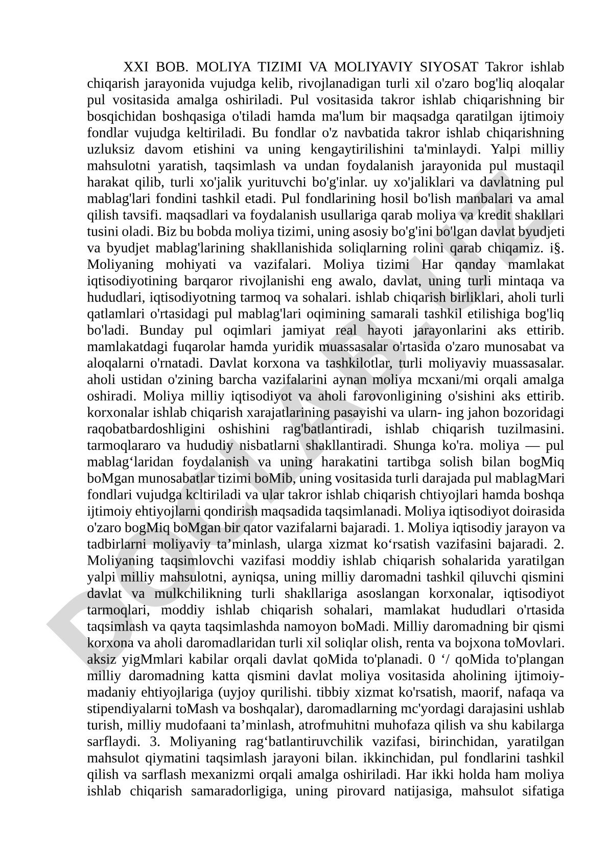 Moliya tizimi va moliyaviy siyosat