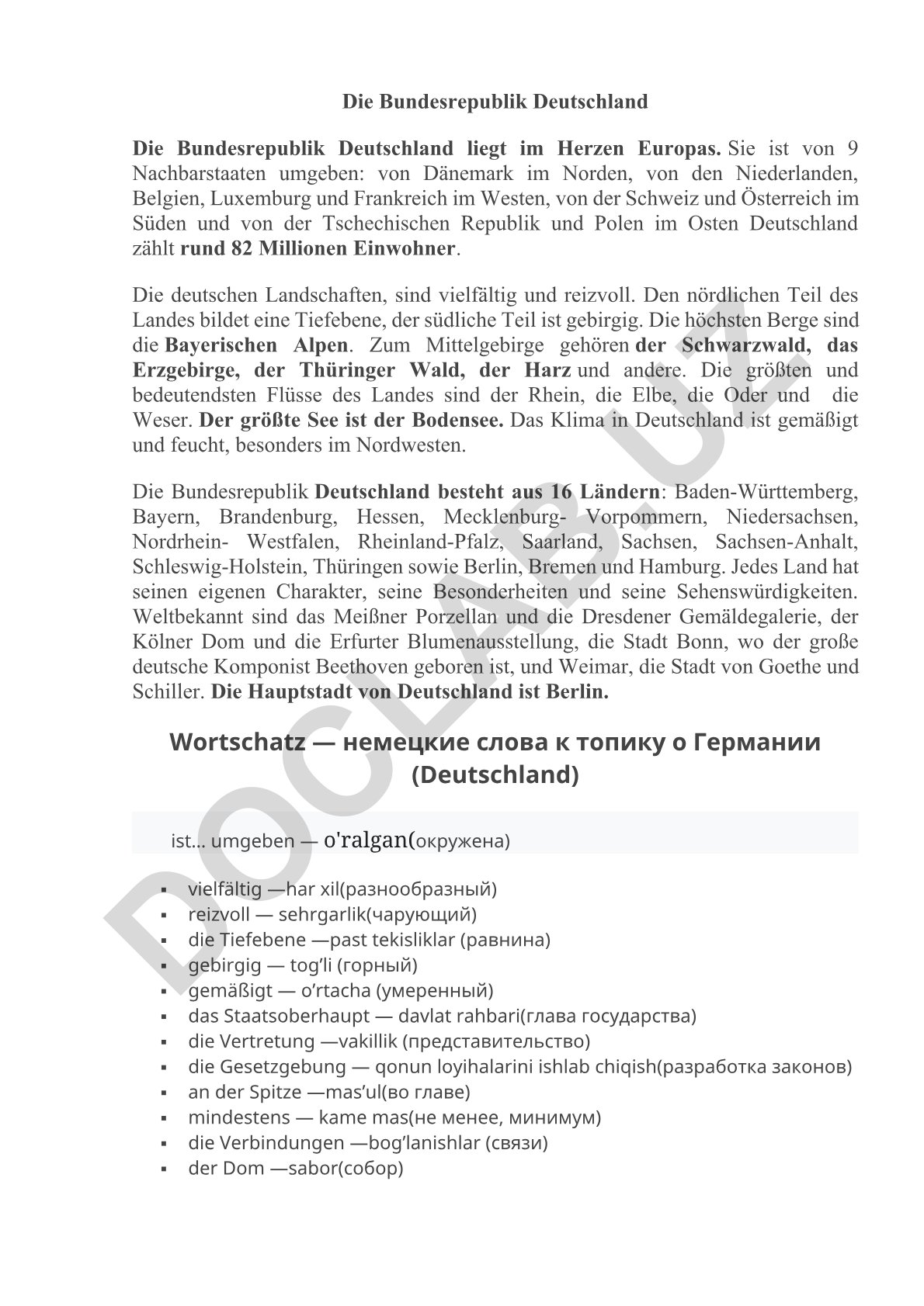 Germaniya geografiyasi va ma'muriy tuzilishi