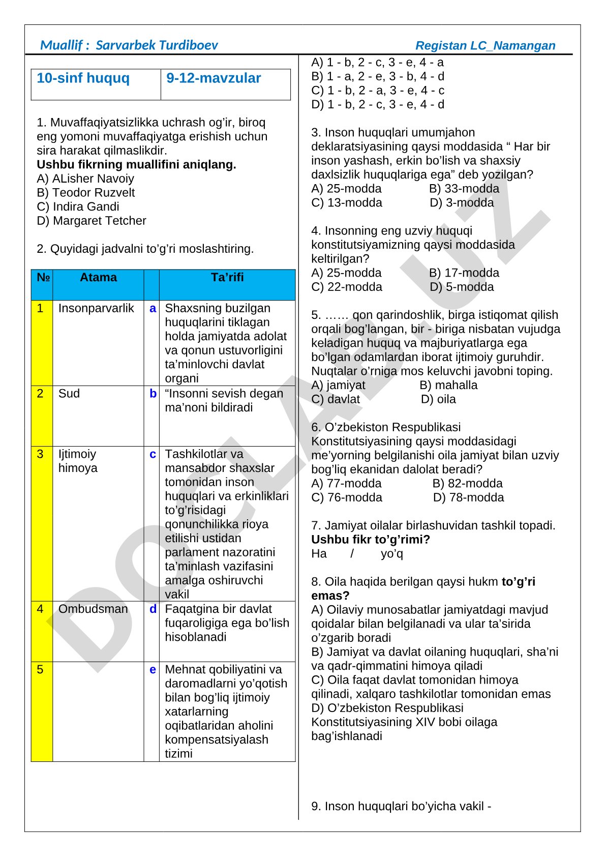 10-sinf huquq 9-12-mavzular