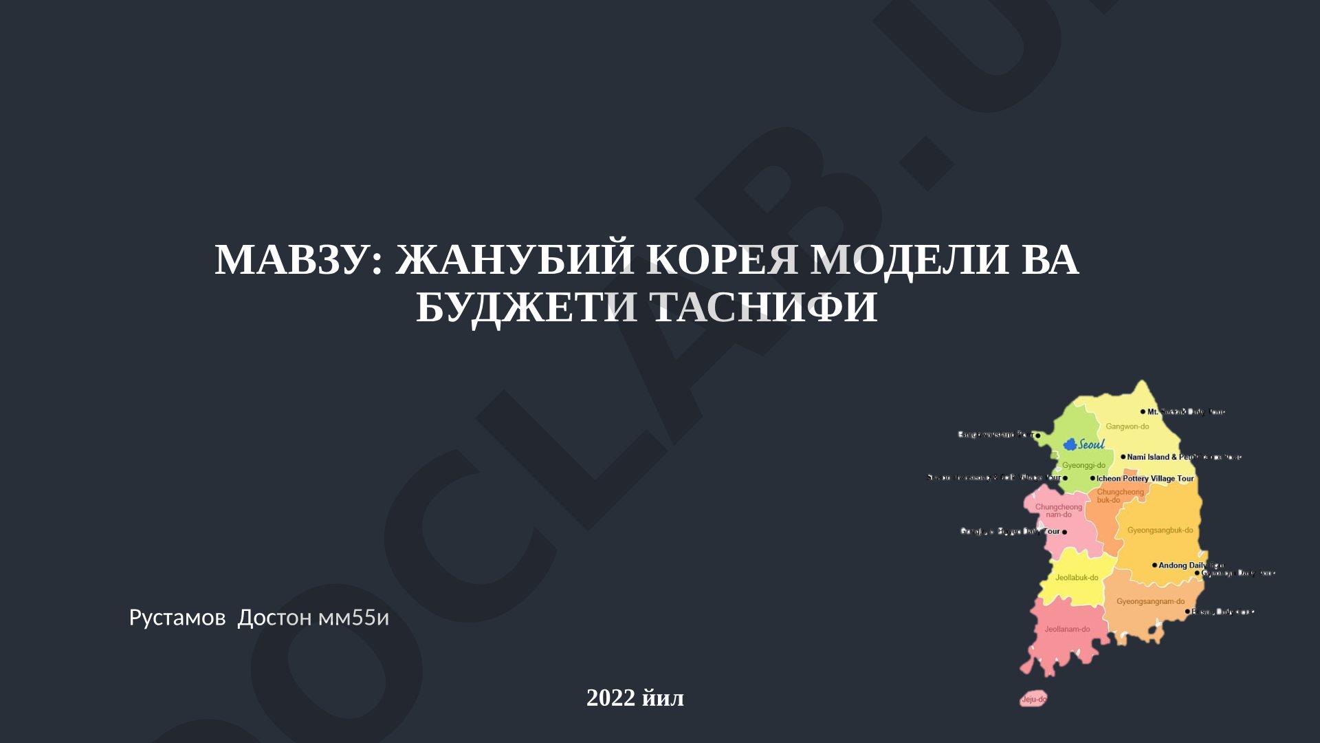 Жанубий корея модели ва буджети таснифи 2022 йил