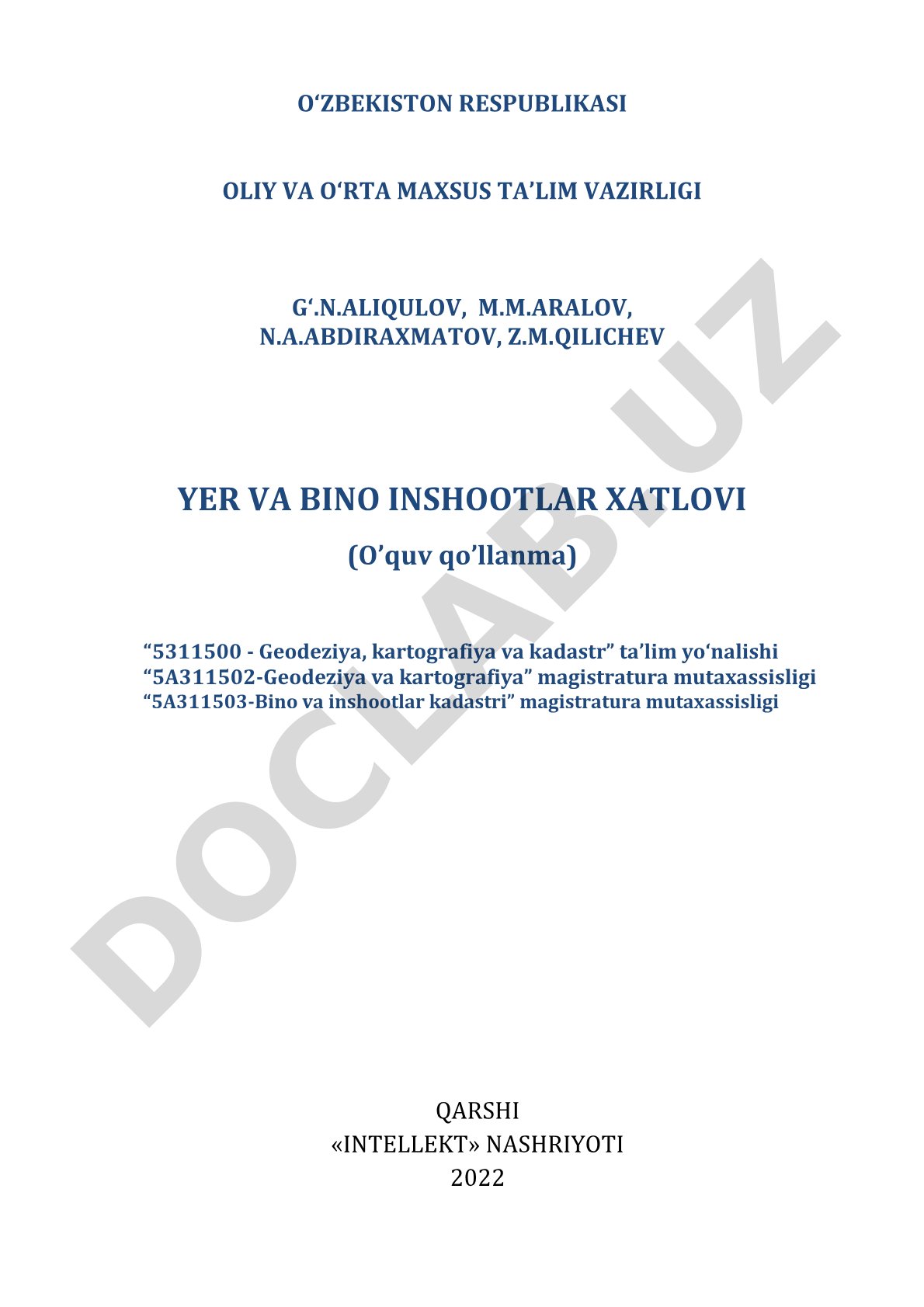 Yer va bino inshootlar xatlovi