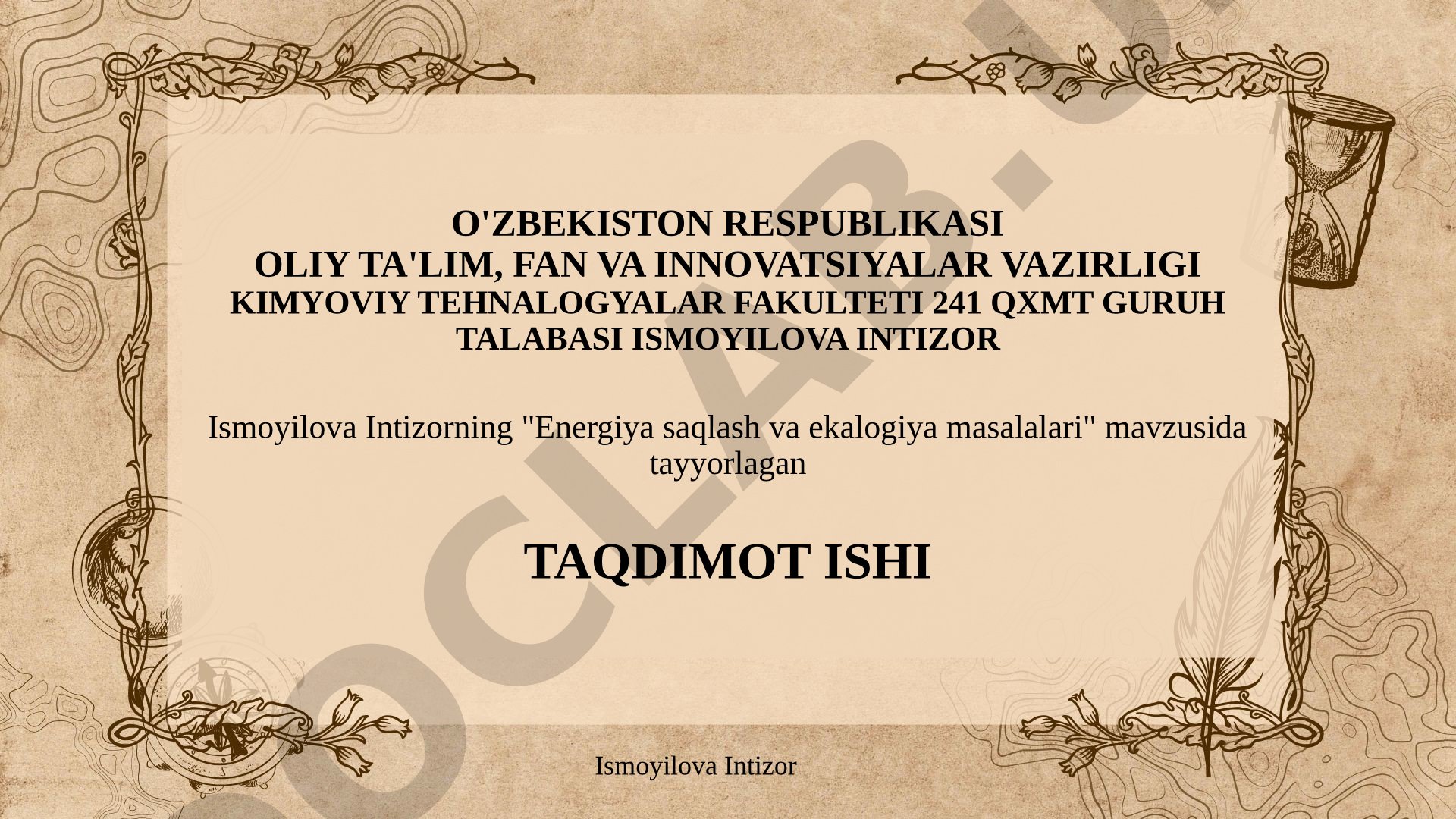 Energiya saqlash va ekalogiya masalalari