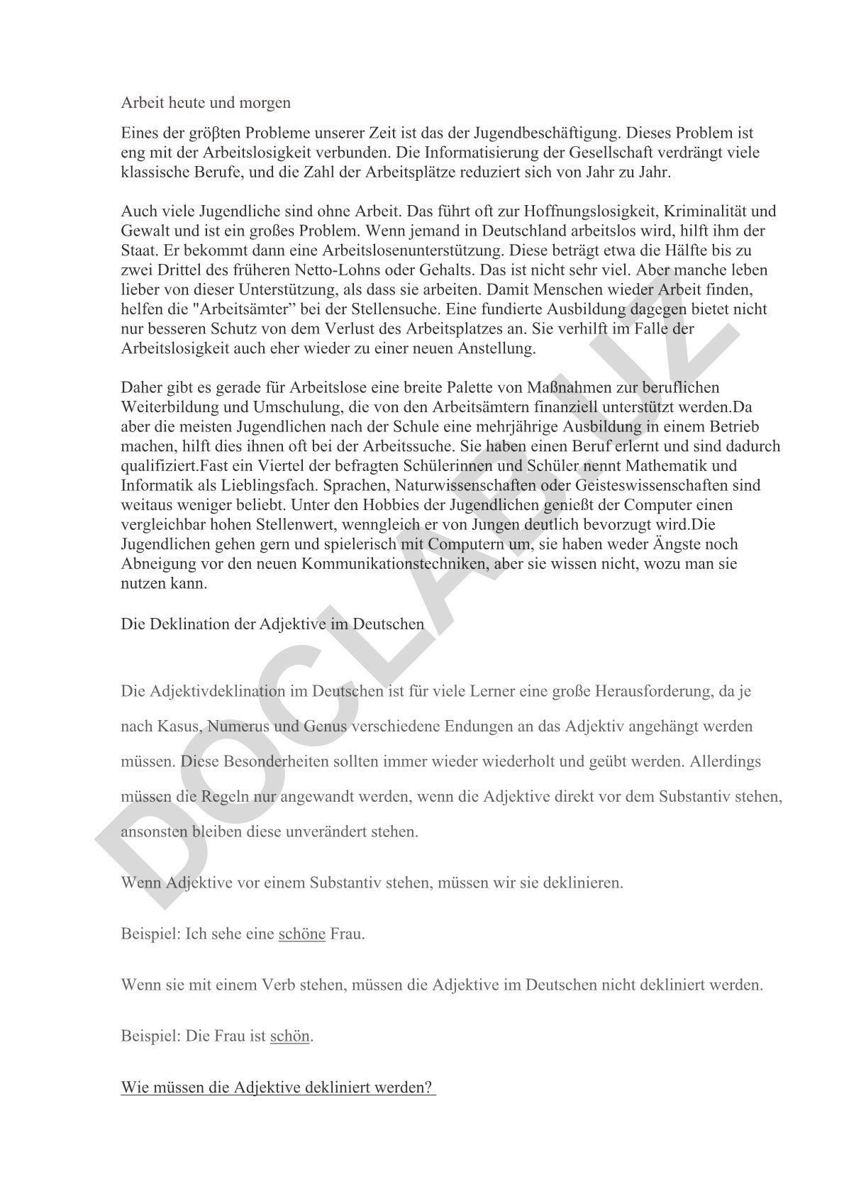 Jugendbeschäftigung und Arbeitslosigkeit in der modernen Gesellschaft
