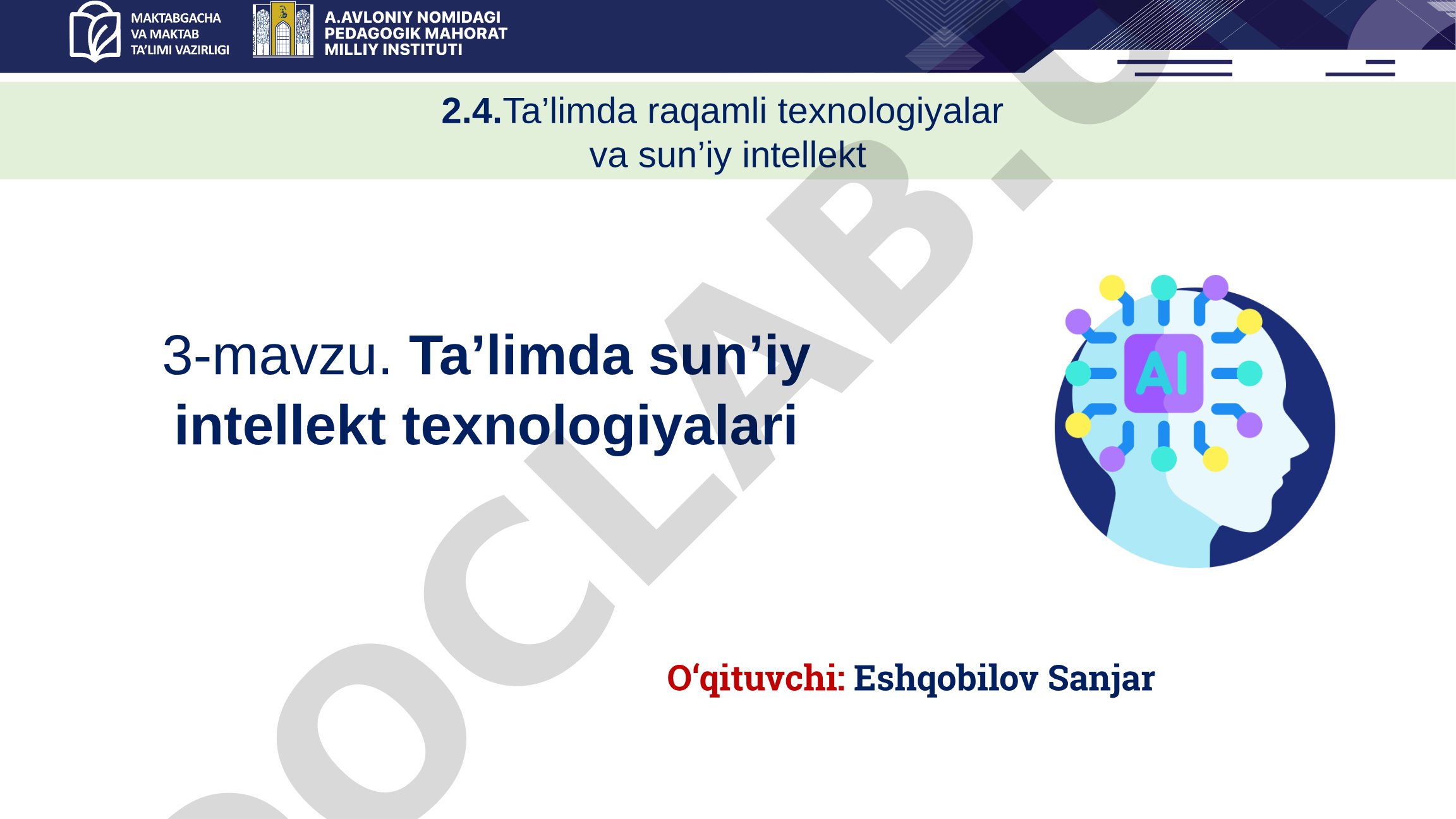Ta’limda sun’iy intellekt texnologiyalari