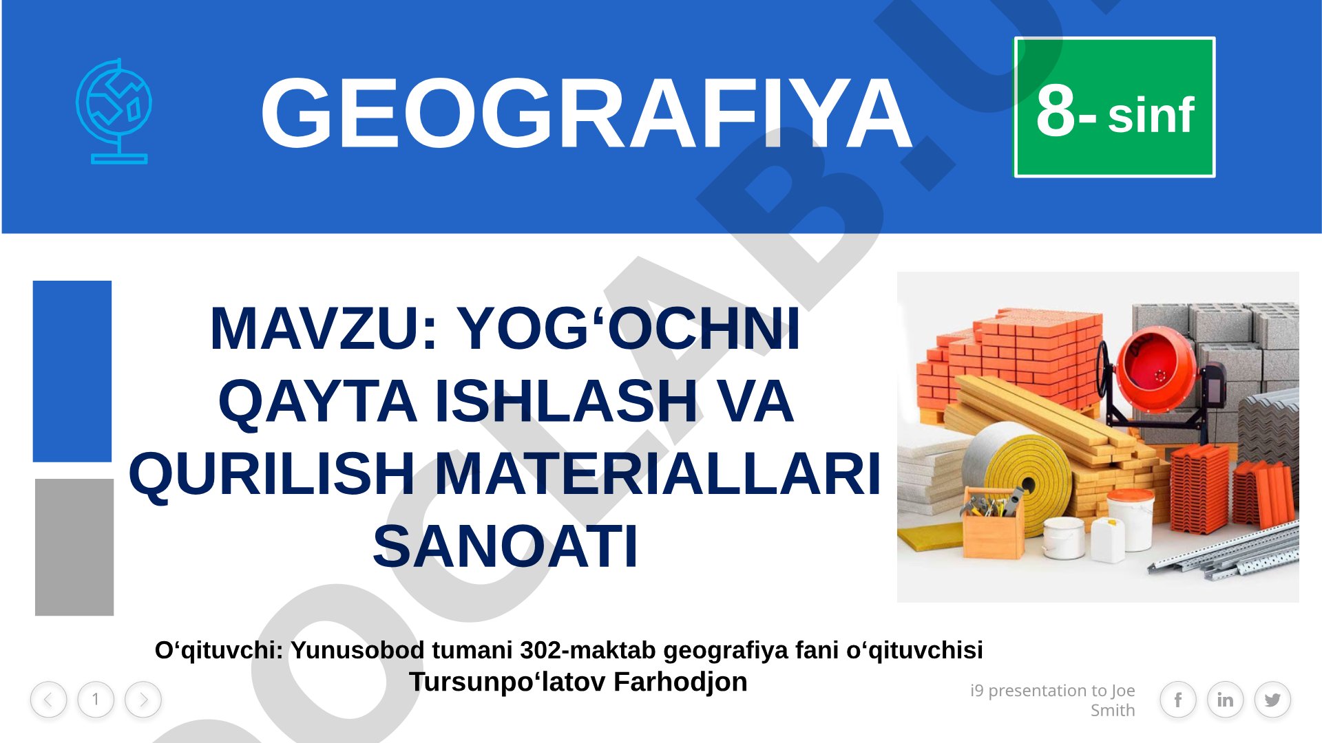 YOG‘OCHNI QAYTA ISHLASH VA QURILISH MATERIALLARI SANOATI