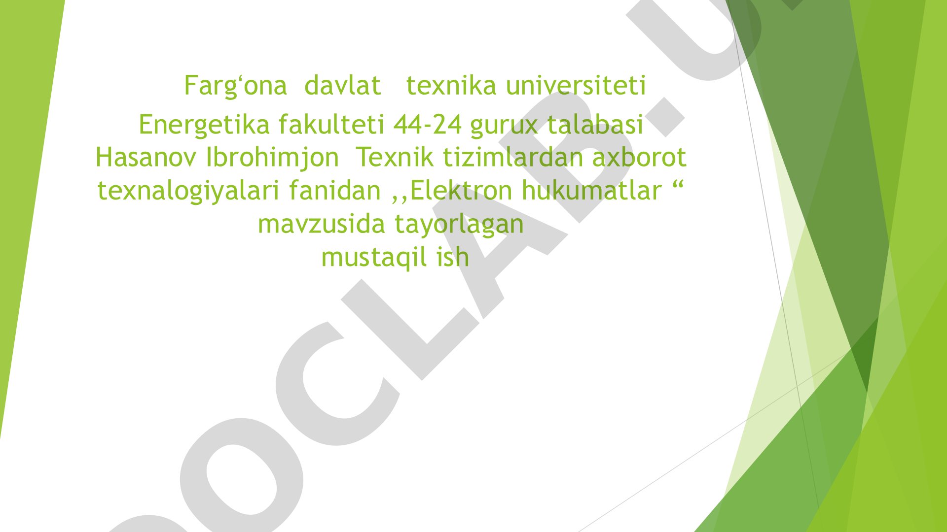 Elektron hukumat tushunchasi, vazifalari, tarkibi va Oʻzbekistondagi rivoji haqida