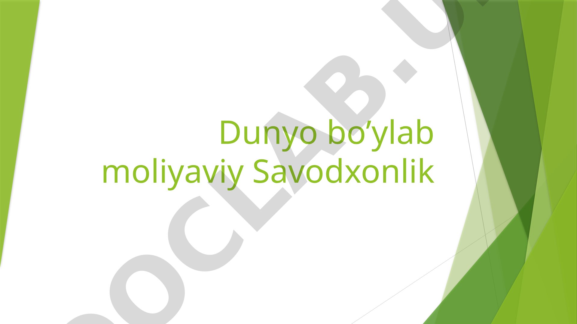 Dunyo bo’ylab moliyaviy Savodxonlik