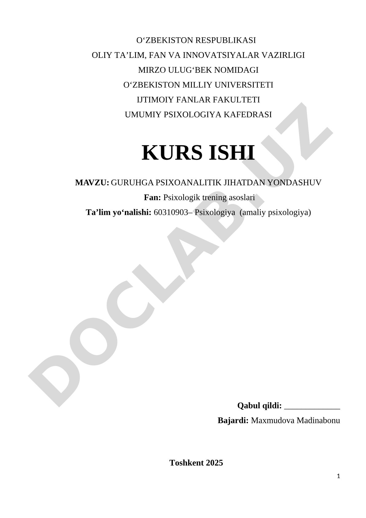 Guruhga psixoanalitik jihatdan yondashuv