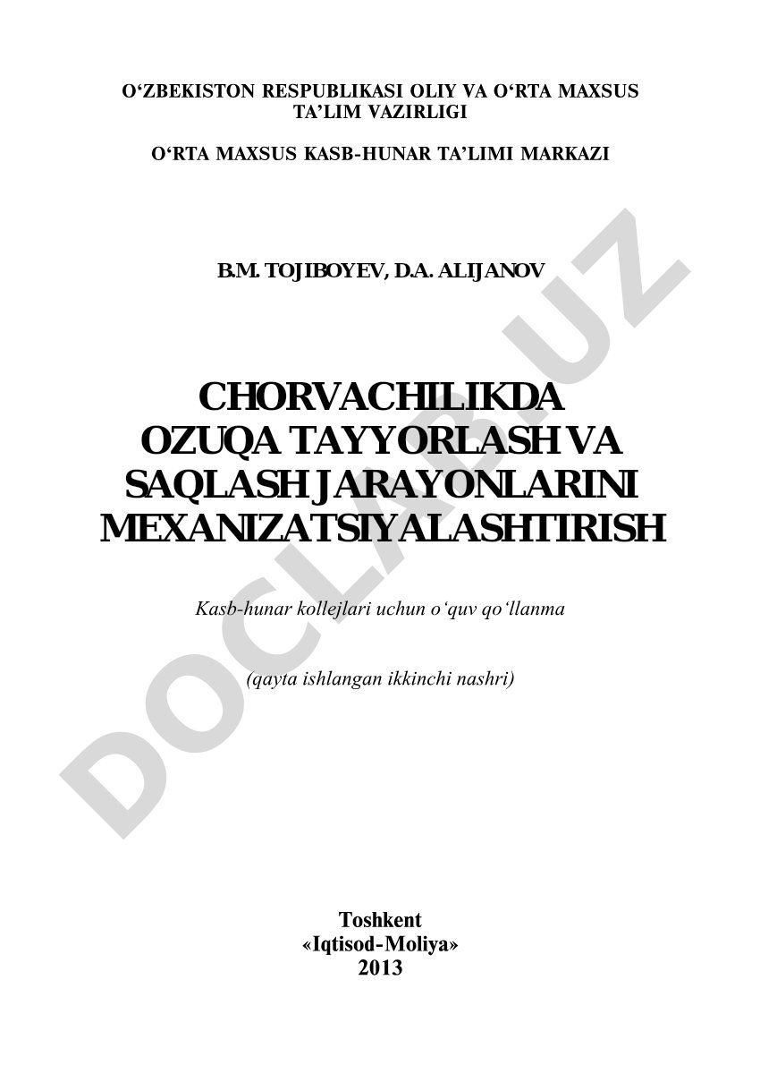 Chorvachilikda ozuqa tayyorlash va saqlash jarayonlarini mexanizatsiyalashtirish