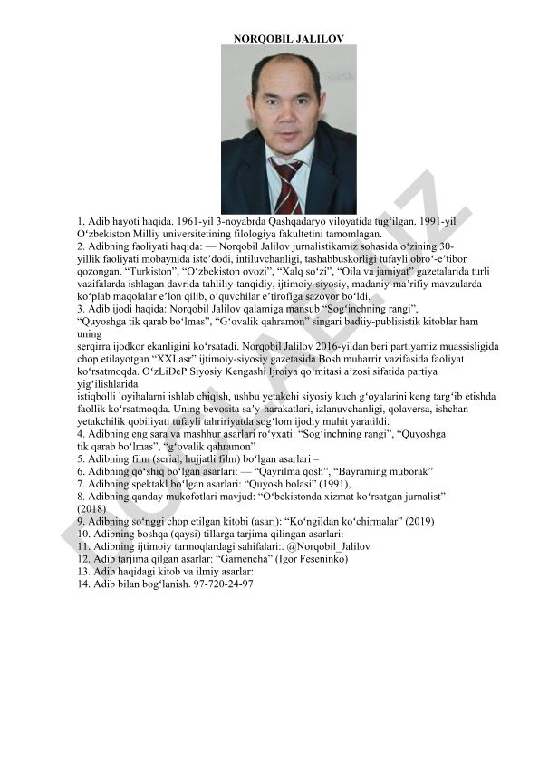 Norqobil Jalilov hayoti va ijodi