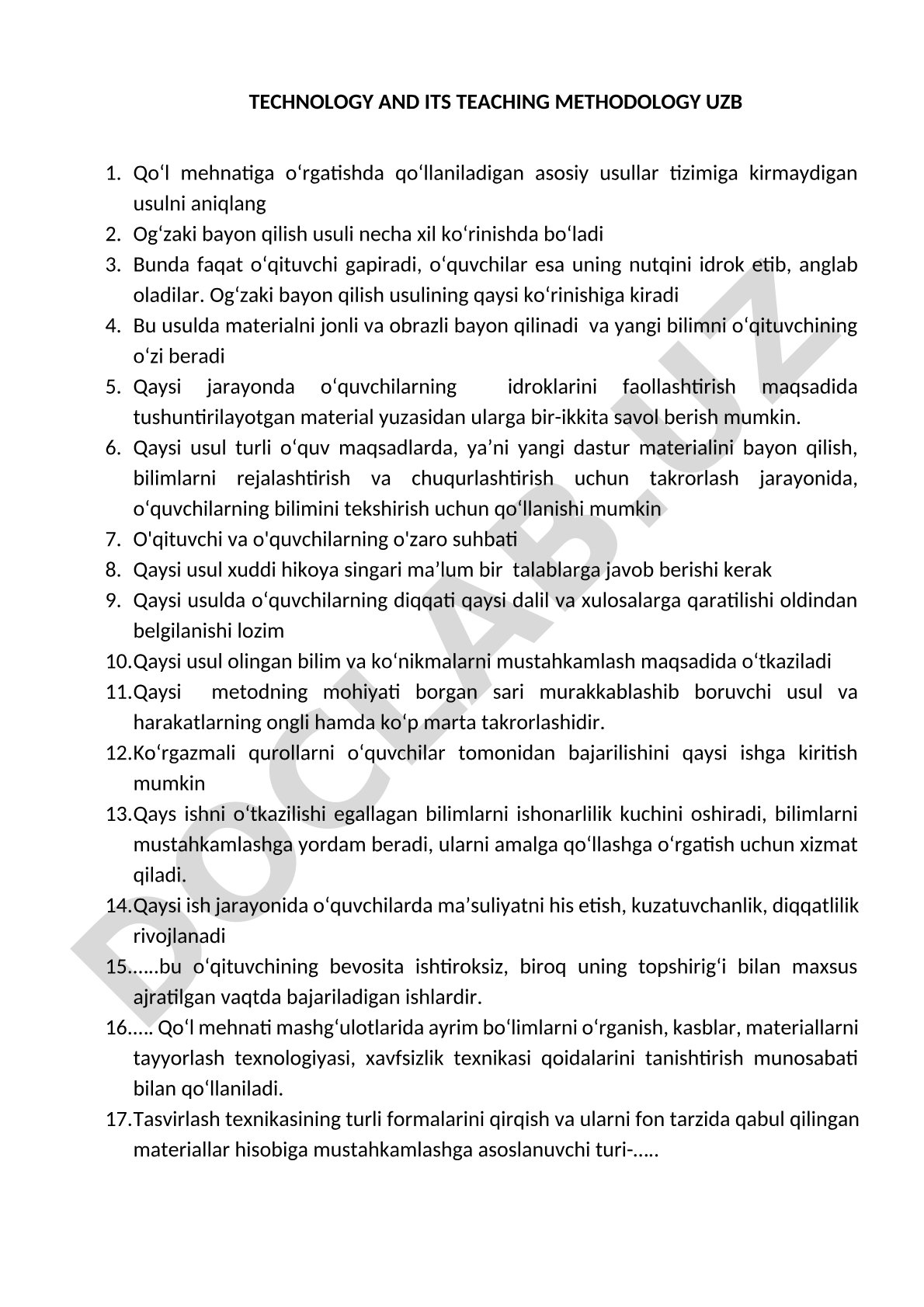 Mehnat ta'limida og'zaki metodlar
