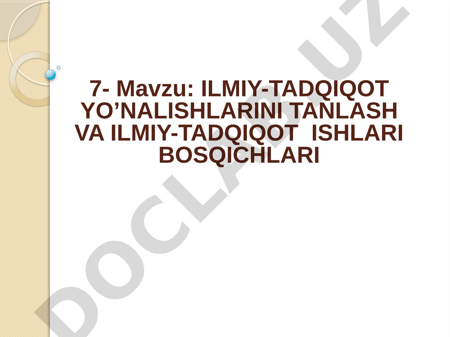 Ilmiy-tadqiqot yo'nalishlarini tanlash va ilmiy-tadqiqot ishlari bosqichlari