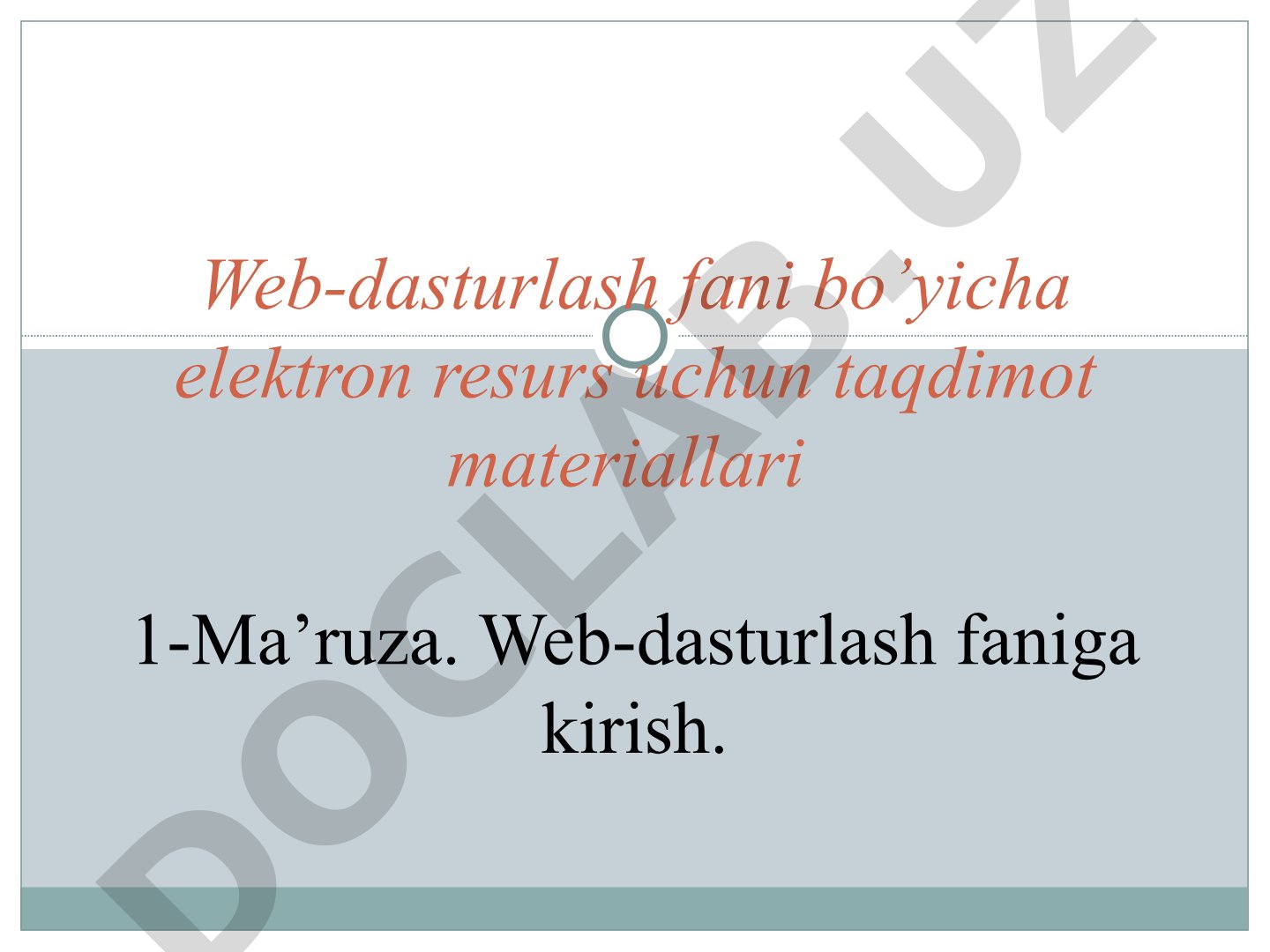 Web-dasturlash faniga kirish