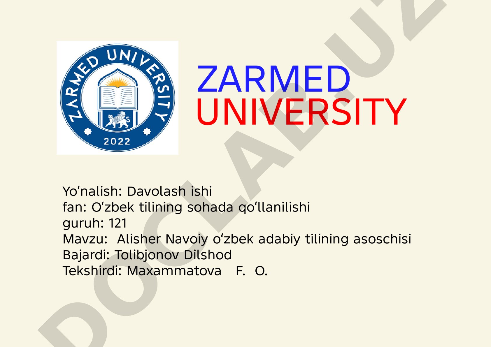 Alisher Navoiy Oʻzbek adabiy tilining asoschisi