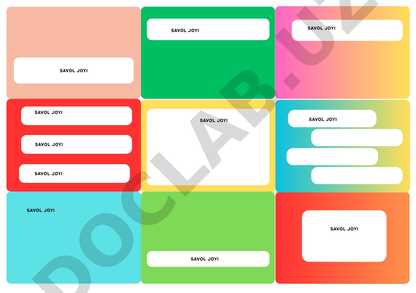 Savollar va grafik materiallar to'plami