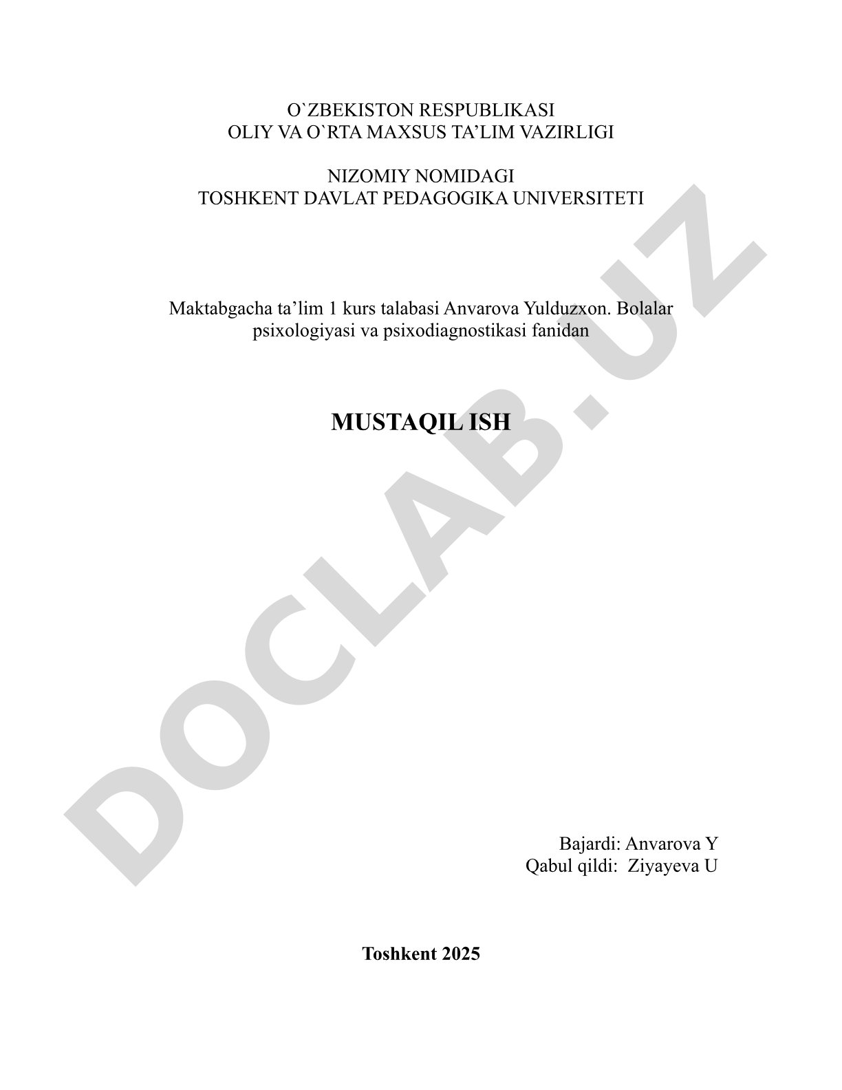 Psixologik-pedagogik diagnostikaning asosiy yo'nalishlari