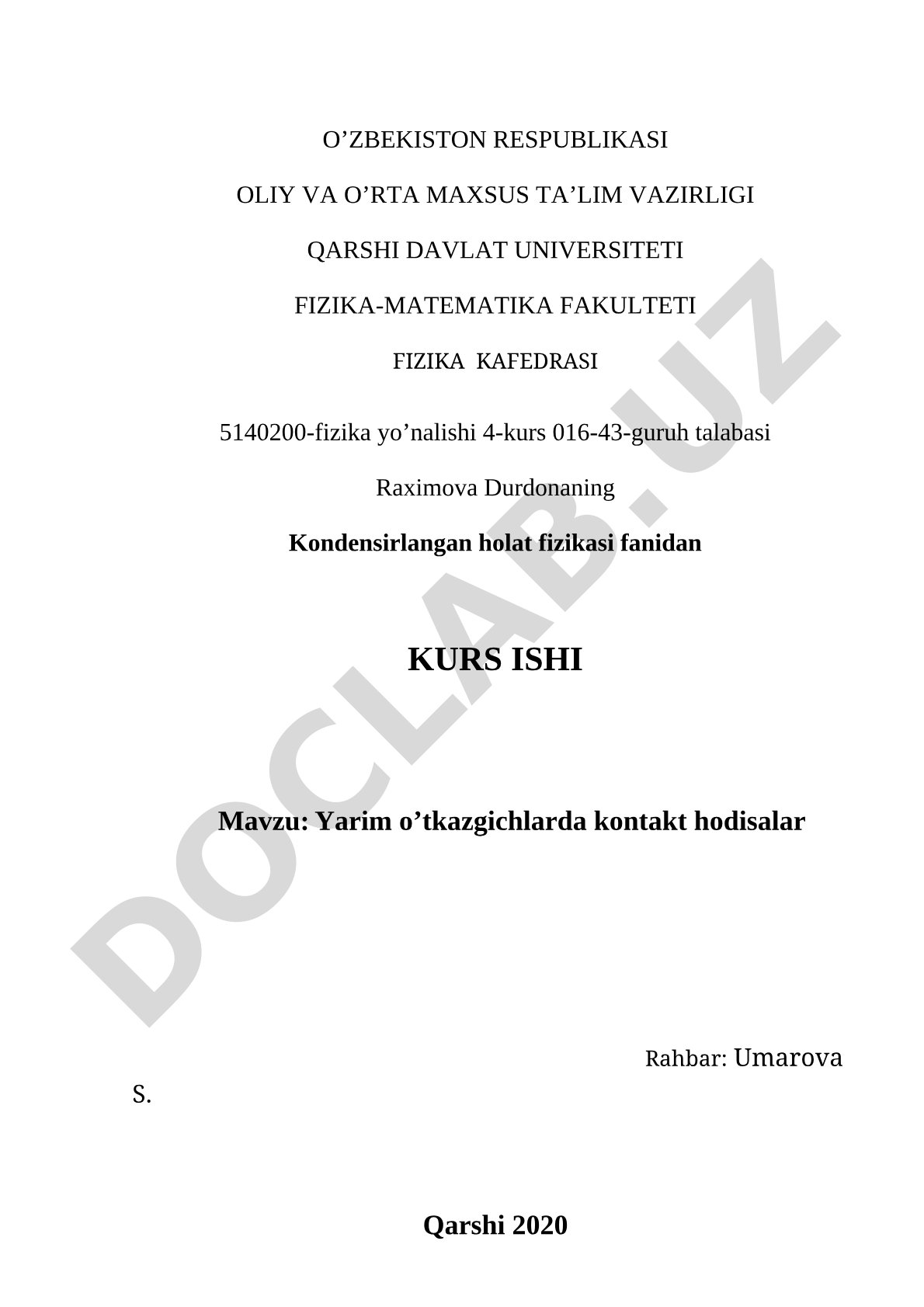 Yarim o'tkazgichlarda kontakt hodisalar