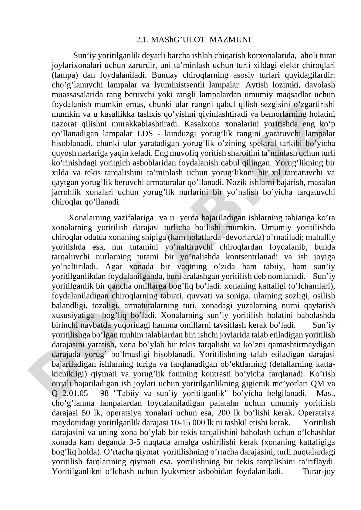 Sun'iy yoritishda ishlatiladigan lampalar