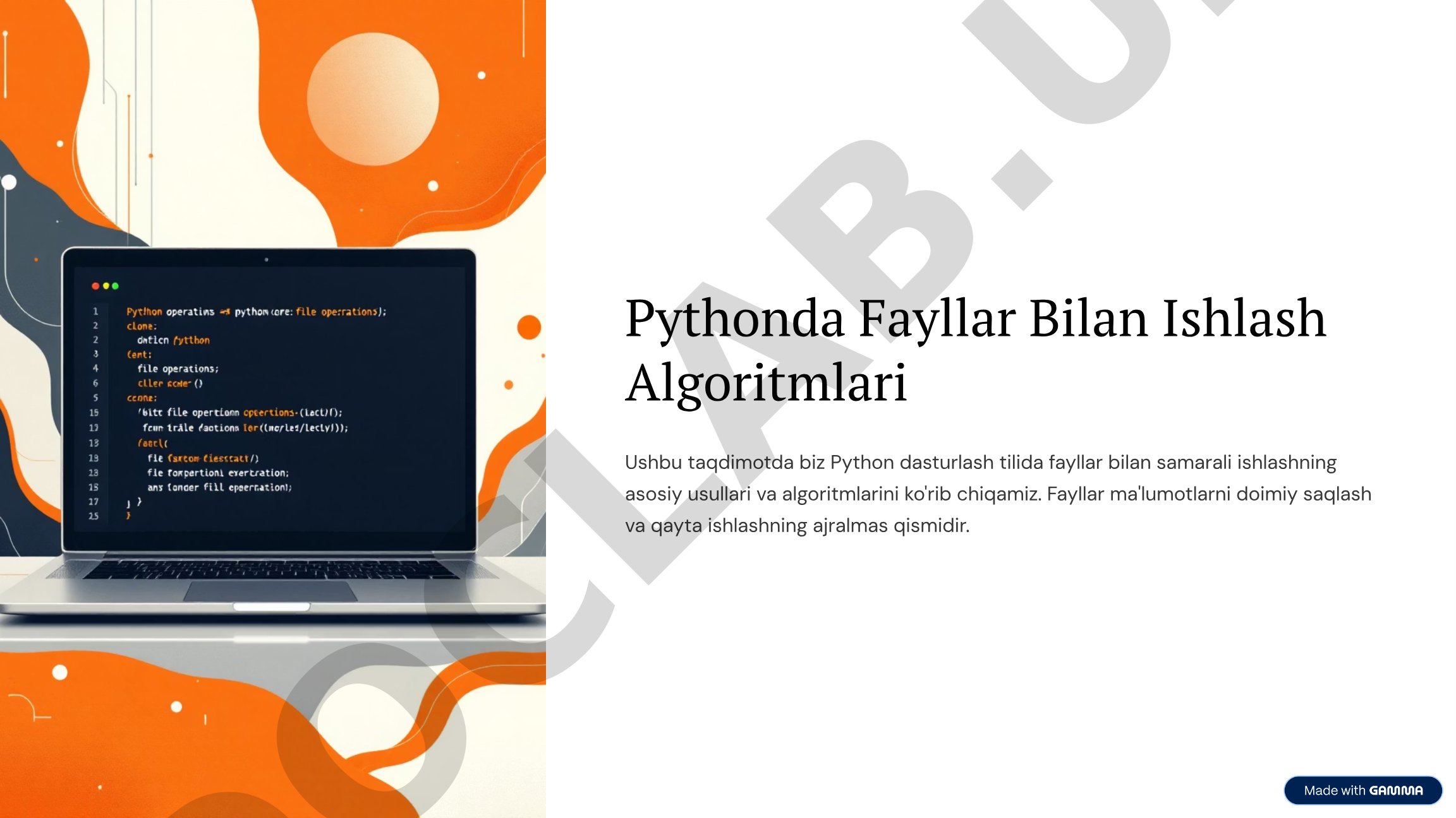 Pythonda Fayllar Bilan Ishlash Algoritmlari