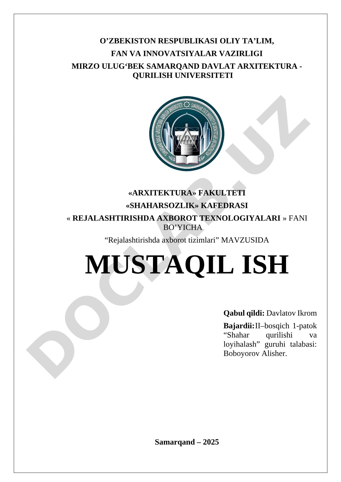 Rejalashtirishda axborot tizimlari