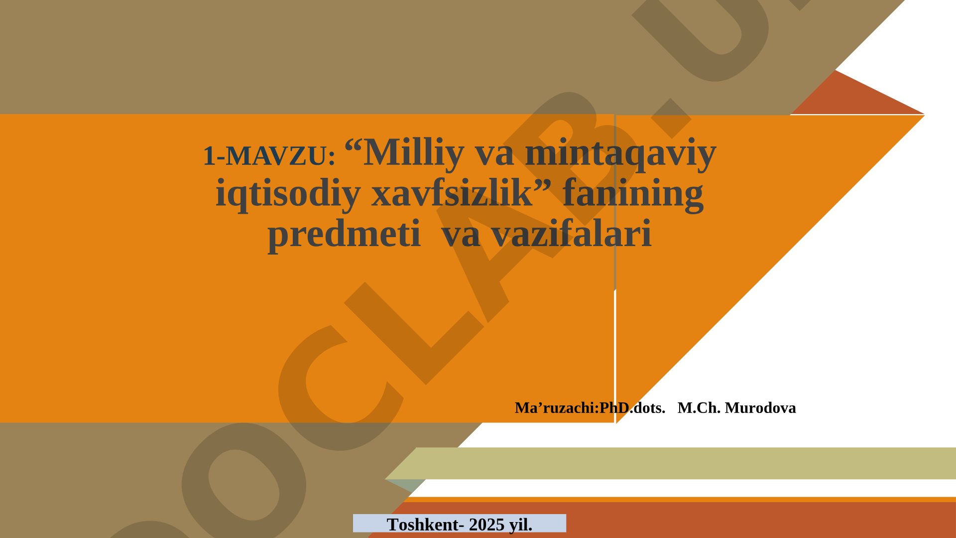 Milliy va mintaqaviy iqtisodiy xavfsizlik fanining predmeti va vazifalari