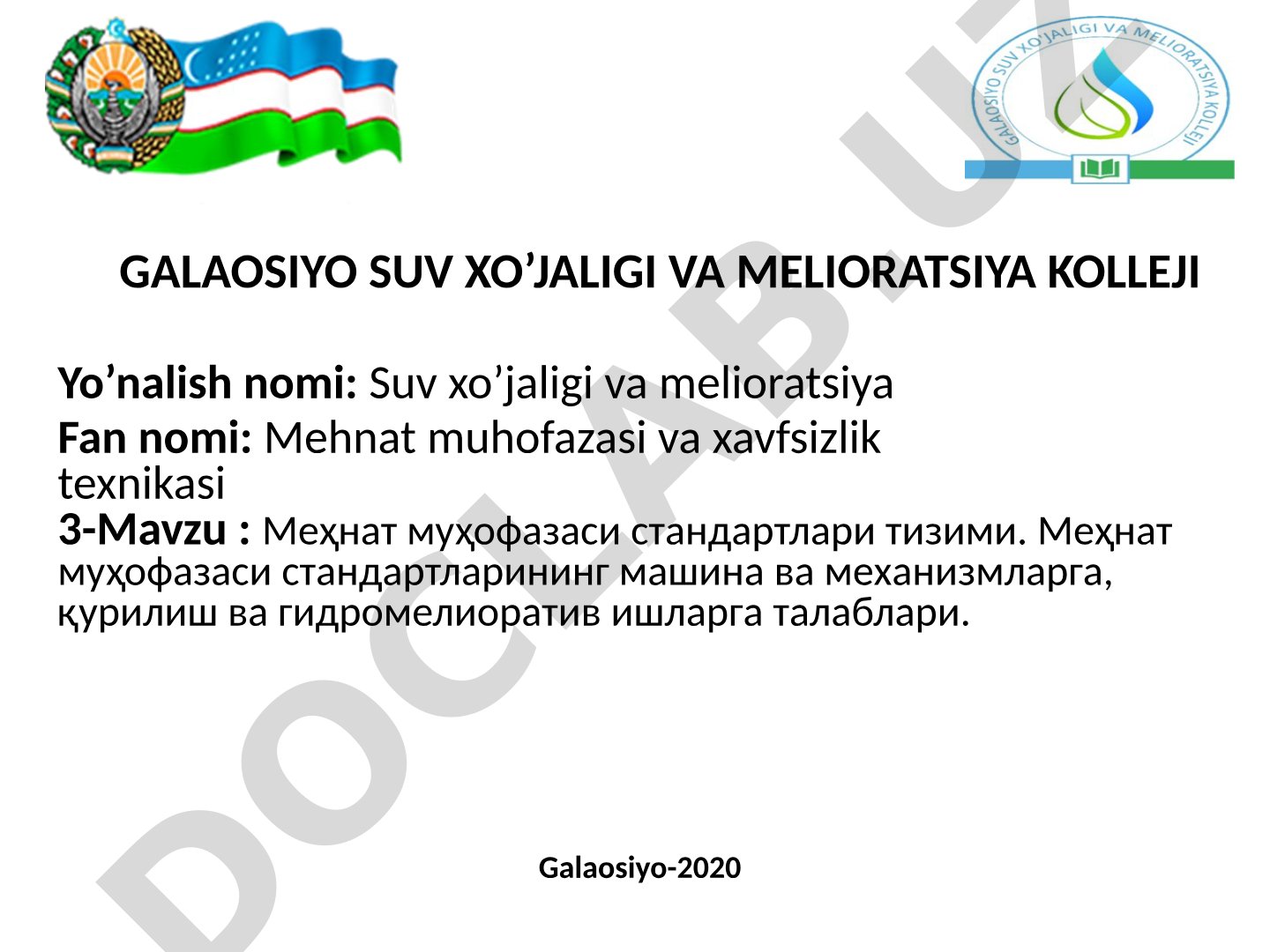 Меҳнат муҳофазаси стандартлари тизими. Меҳнат муҳофазаси стандартларининг машина ва механизмларга, қурилиш ва гидромелиоратив ишларга талаблари