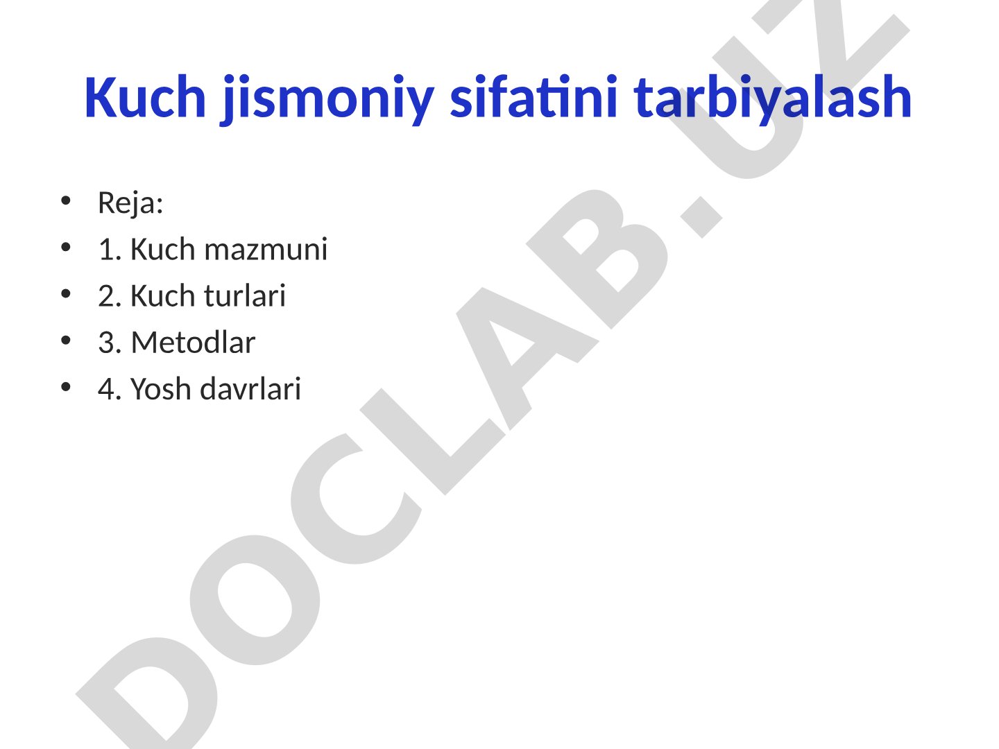 Kuch jismoniy sifatini tarbiyalash