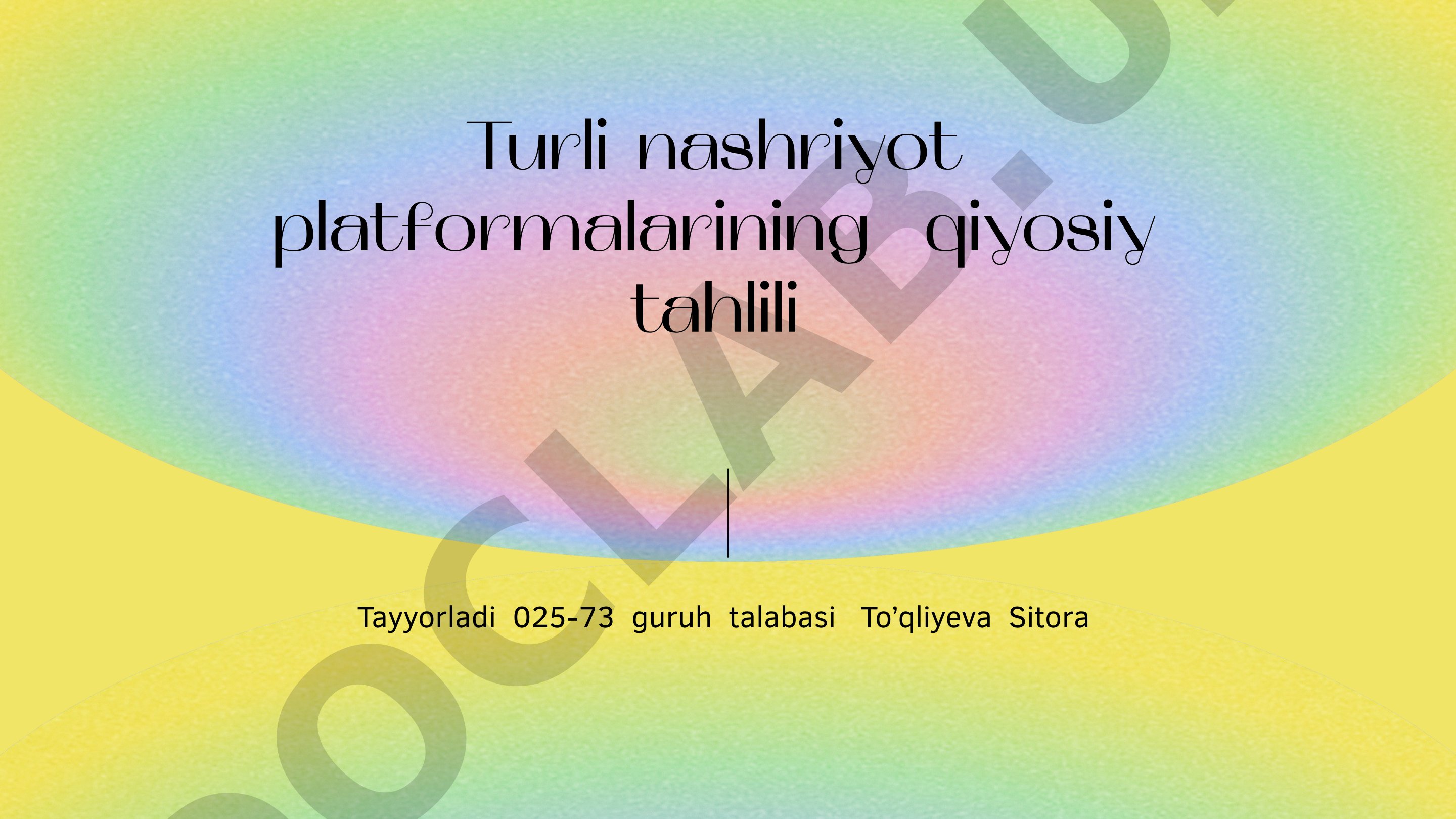 Turli nashriyot platformalarining qiyosiy tahlili