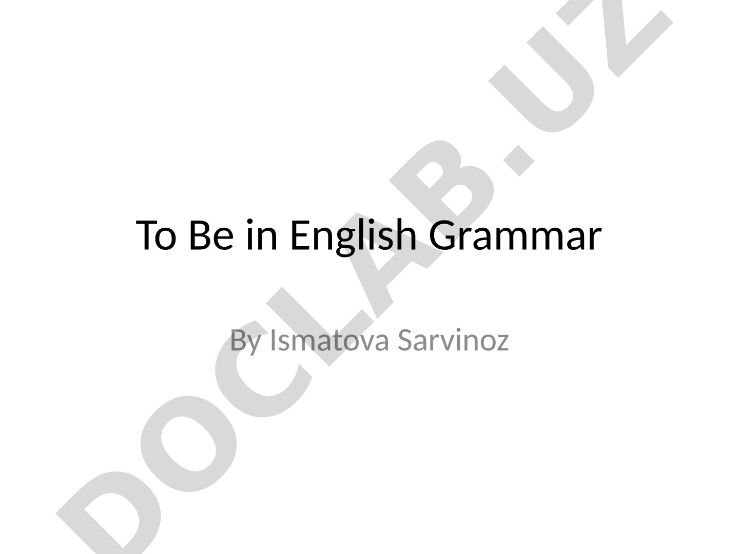To Be in English Grammar