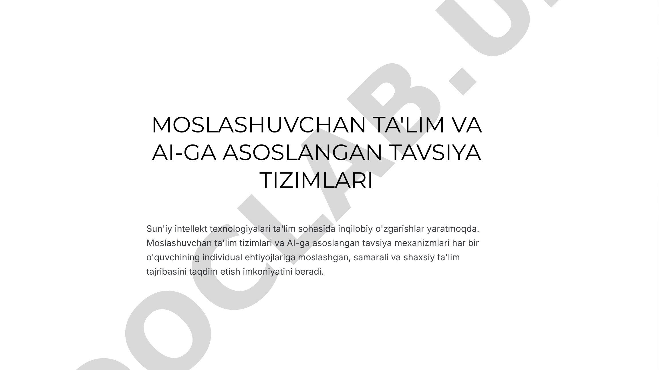 Moslashuvchan ta'lim va AI-ga asoslangan tavsiya tizimlari