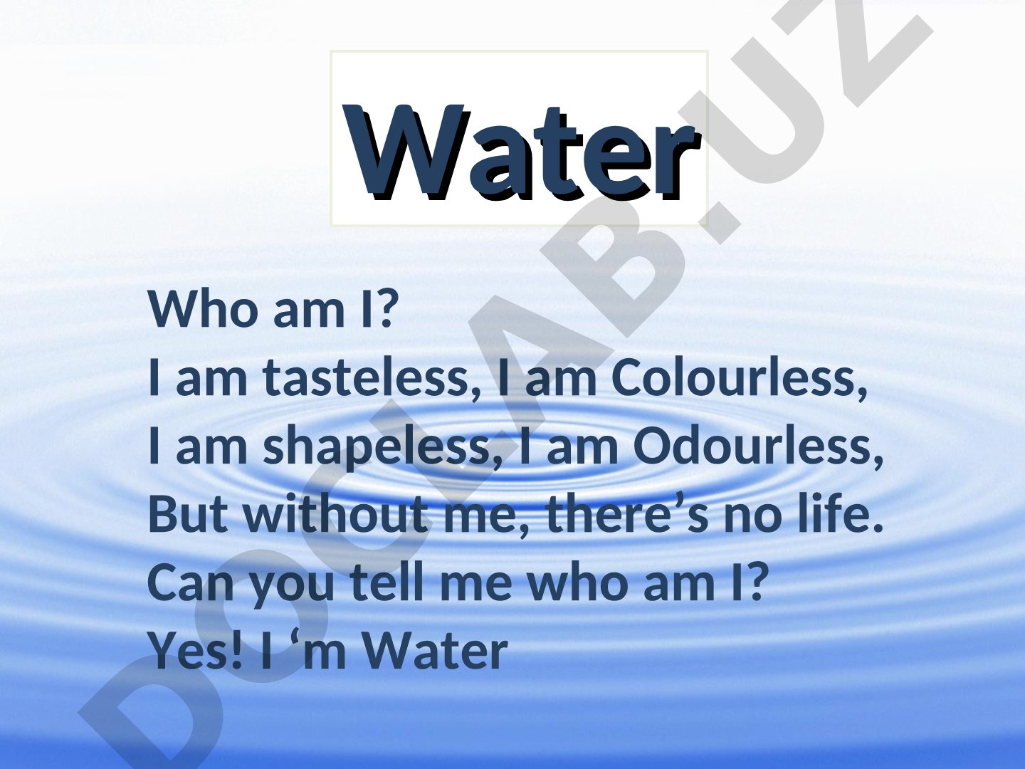 Water: Forms, Properties and Sources