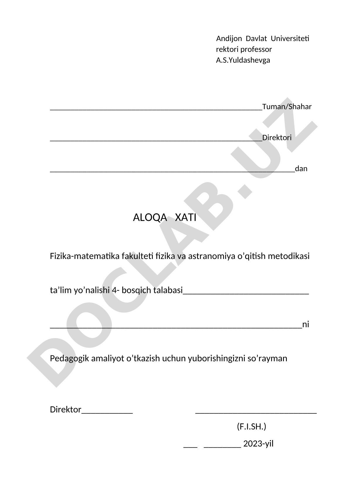 Aloqa xati