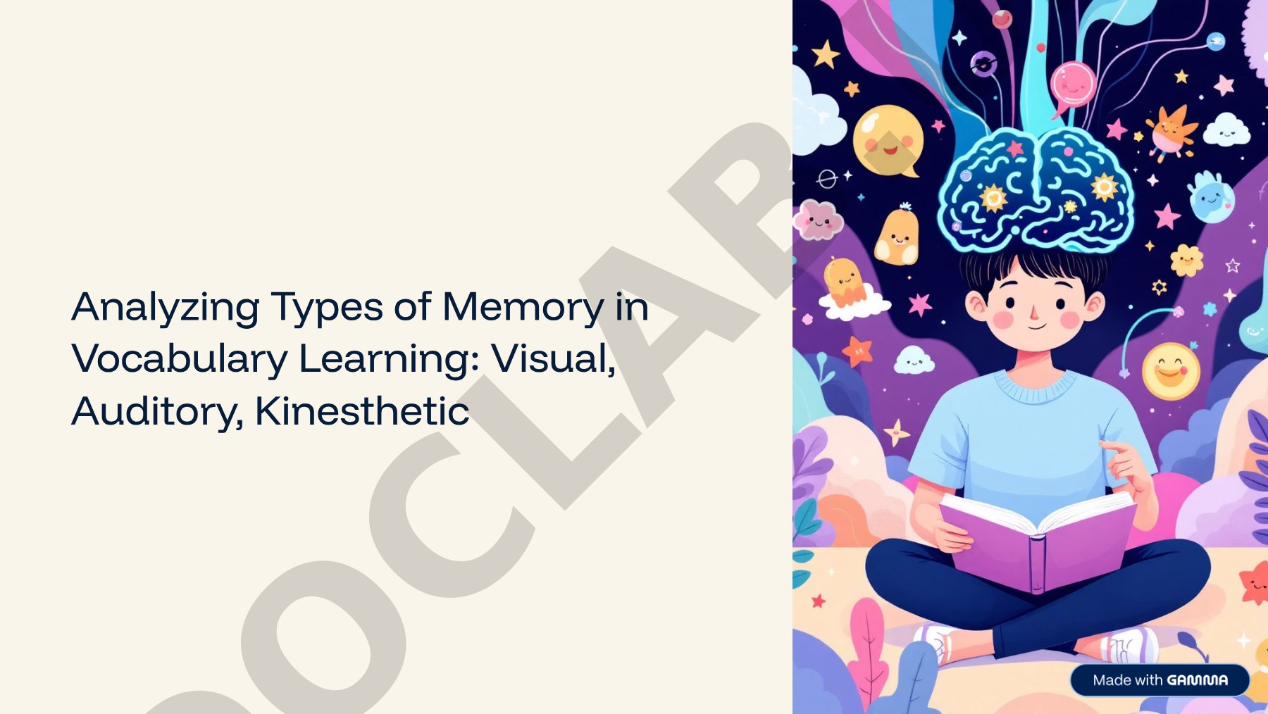Analyzing Types of Memory in Vocabulary Learning: Visual, Auditory, Kinesthetic