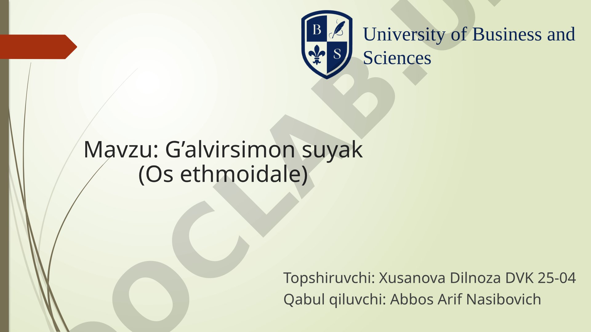 G'alvirsimon suyak (Os ethmoidale)