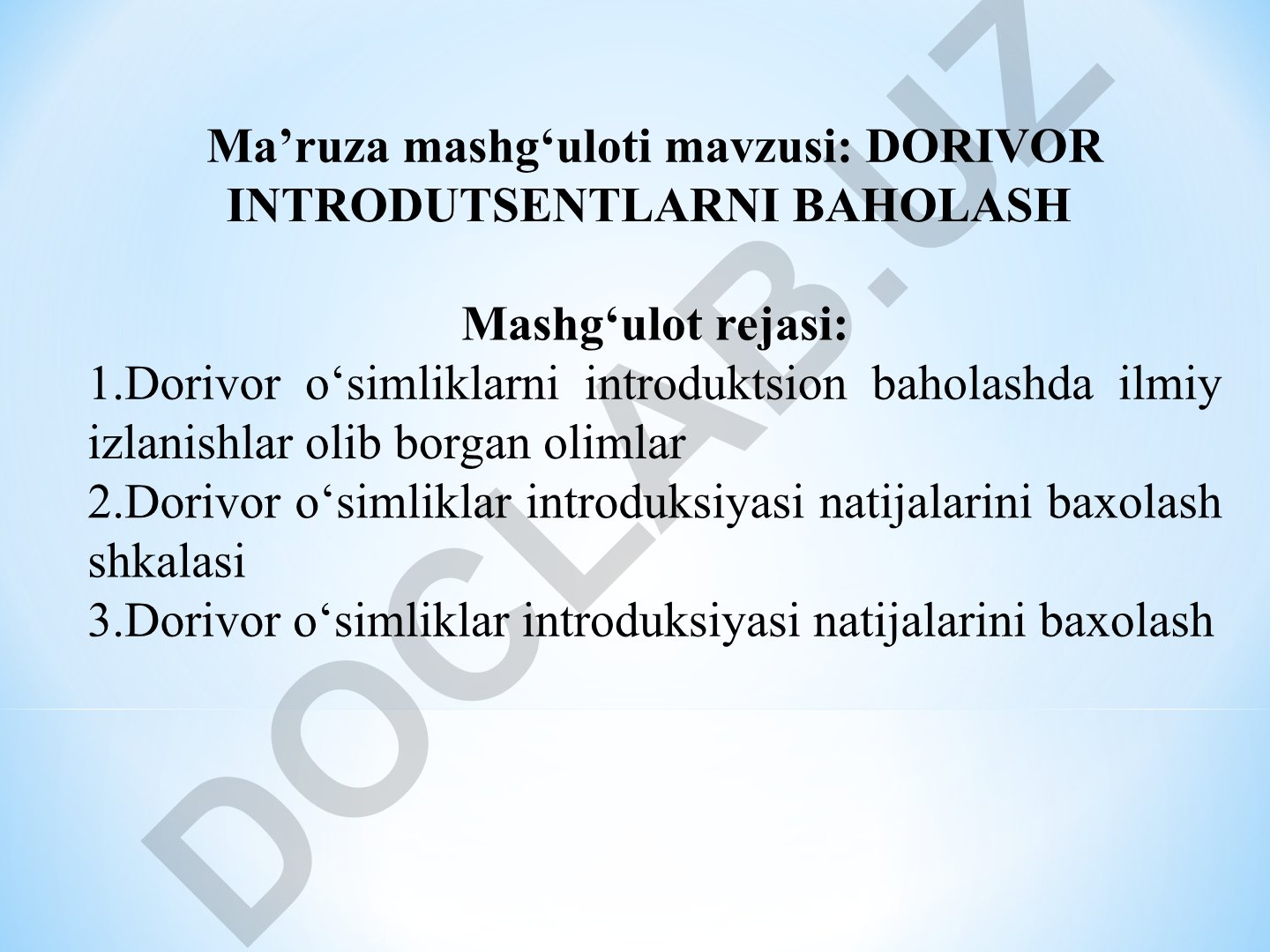Dorivor introdutsentlarni baholash