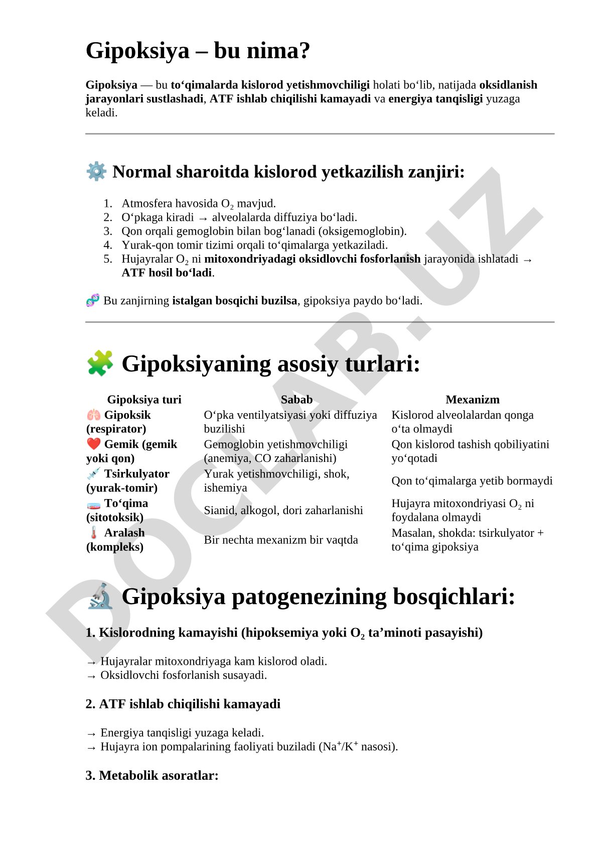 Gipoksiya – bu nima?