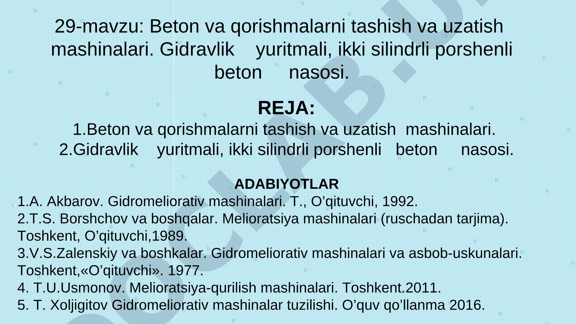 Beton va qorishmalarni tashish va uzatish mashinalari