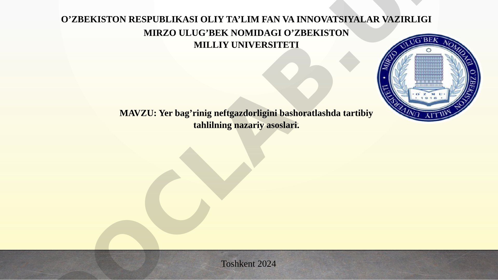 Yer bag'rinig neftgazdorligini bashoratlashda tartibiy tahlilning nazariy asoslari