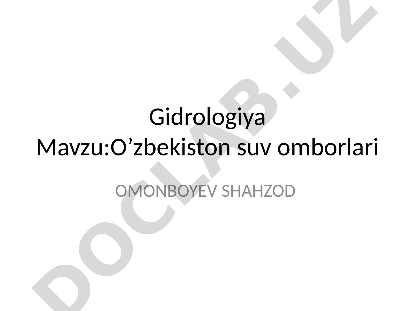 O‘zbekiston suv omborlari