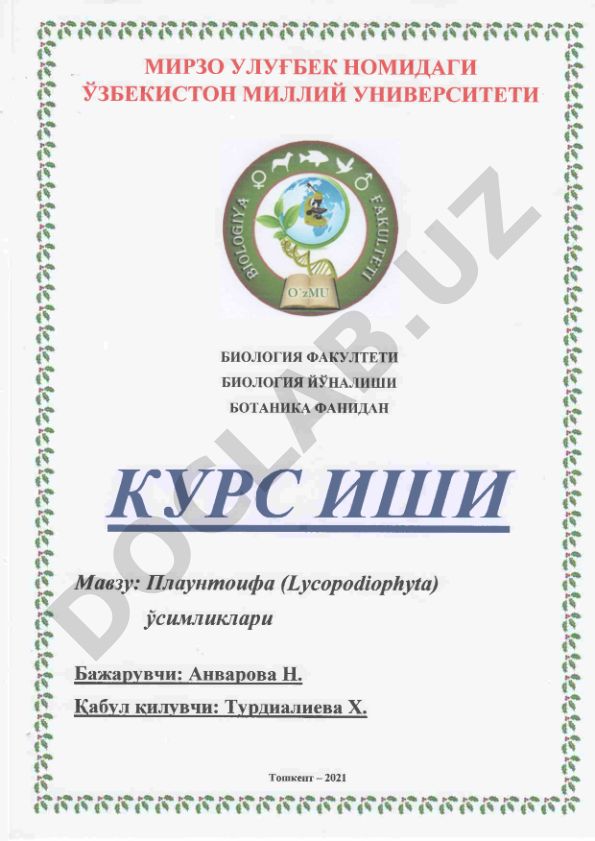 Плаунтоифа (Lycopodiophyta) усимликлари
