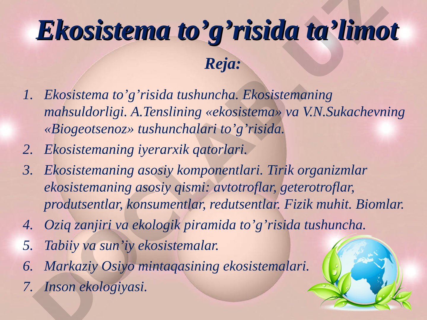 Ekosistema to'g'risida ta'limot