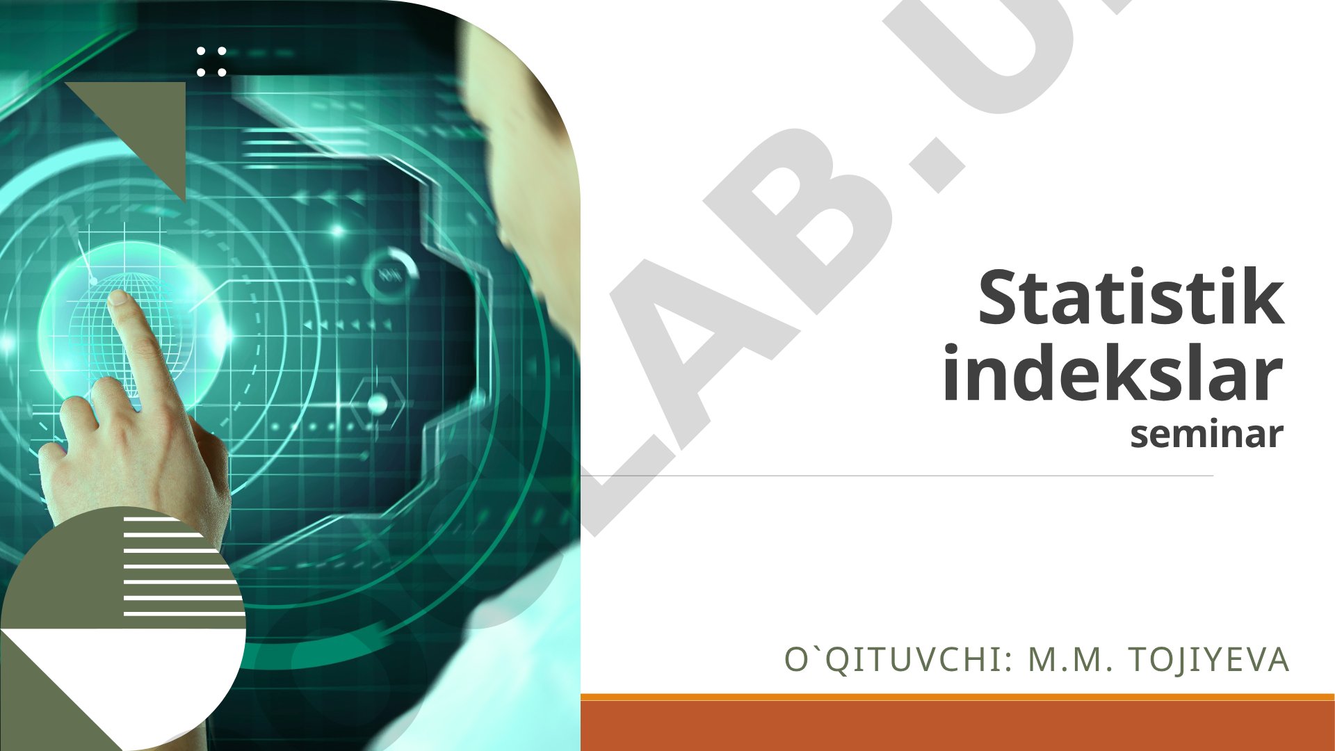 Baho, miqdor va tovar oboroti indekslarini hisoblash misollari bilan