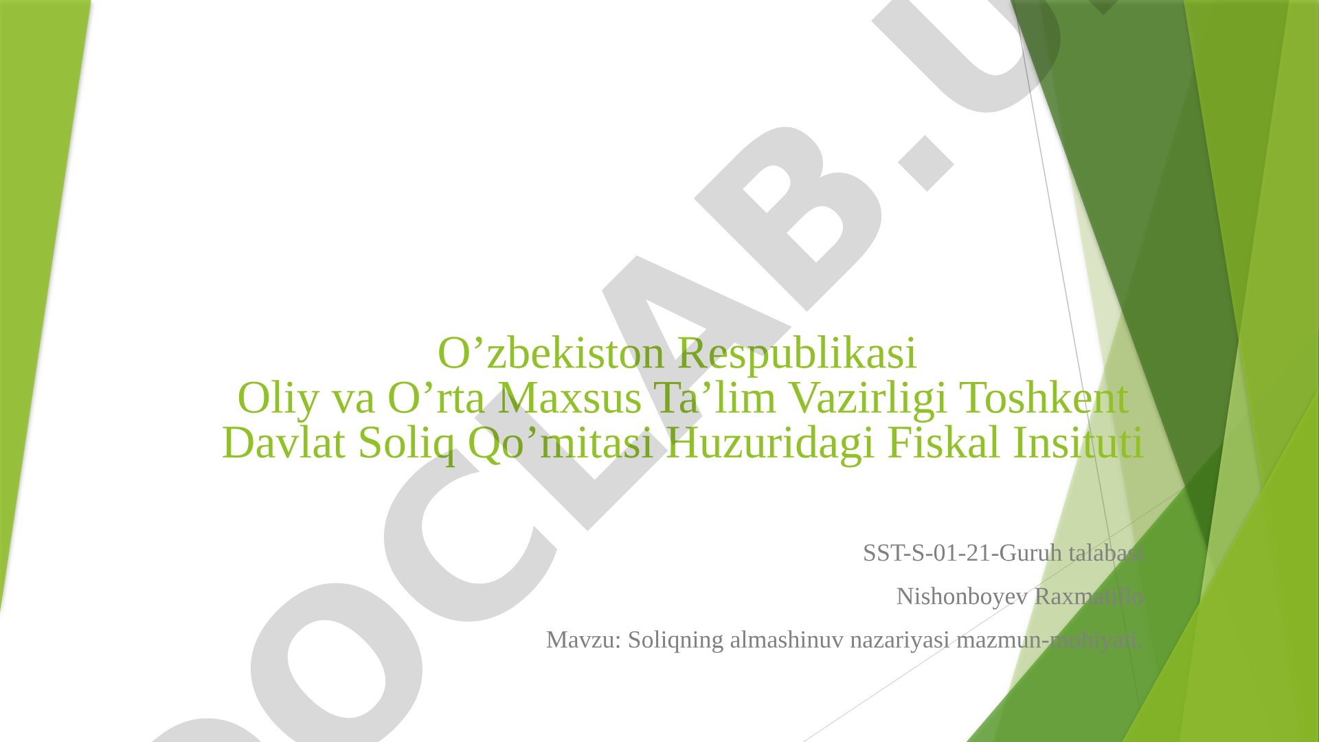 Soliqning almashinuv nazariyasi mazmun-mohiyati