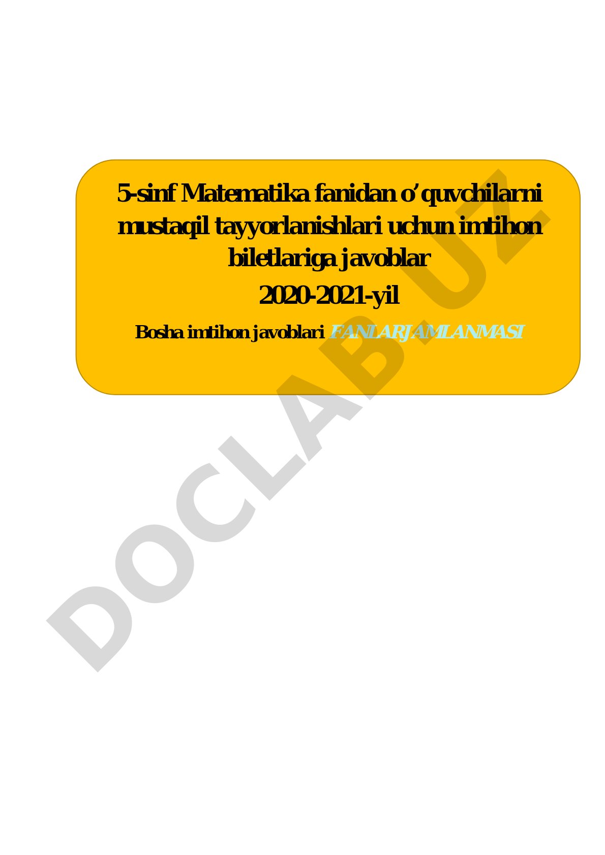 5-sinf Matematika imtihon biletlariga javoblar