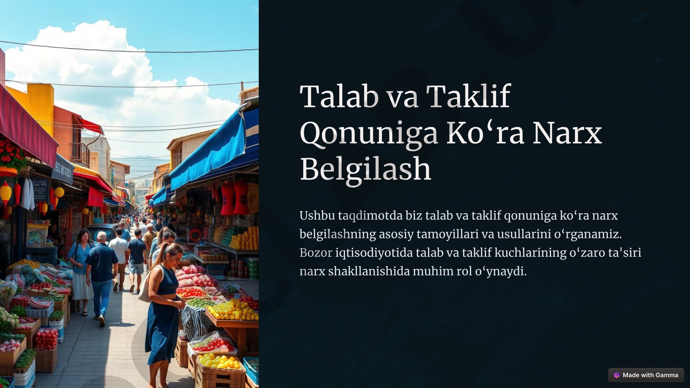Talab va Taklif Qonuniga Ko‘ra Narx Belgilash