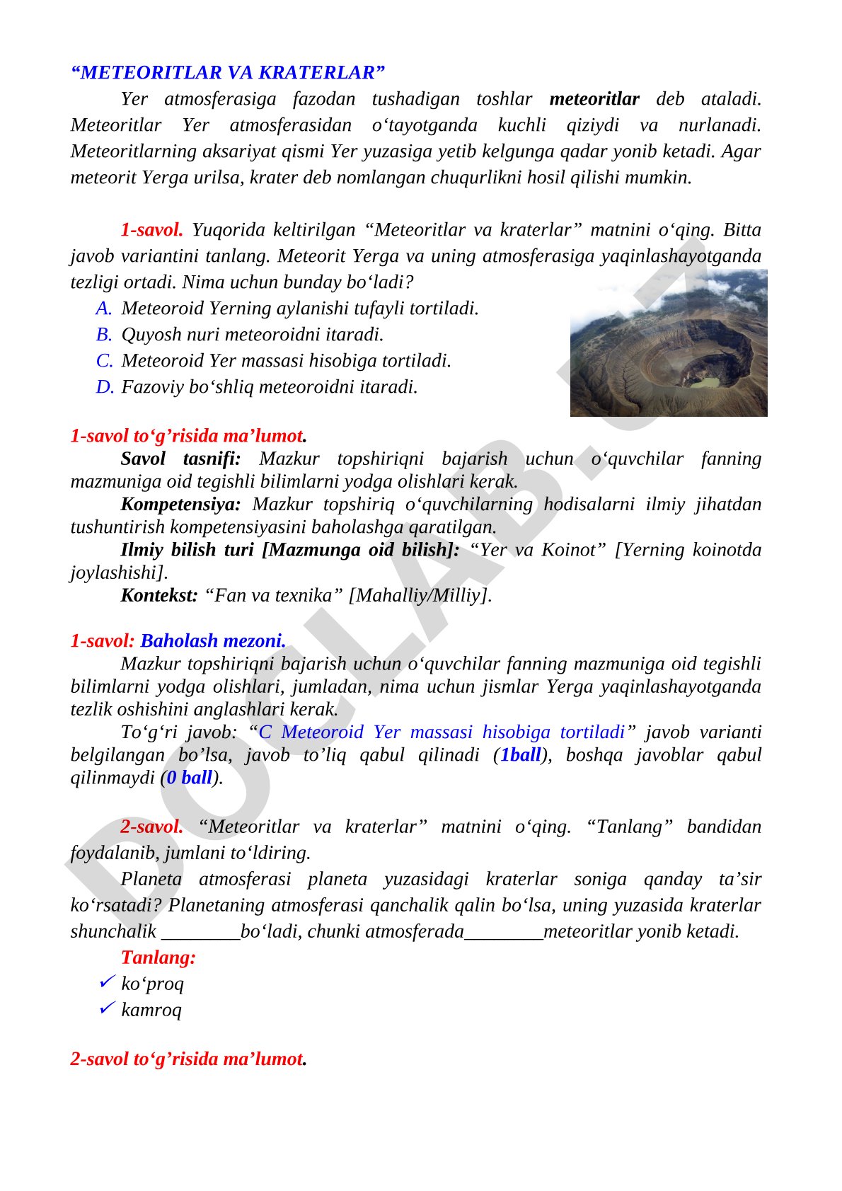 Meteoritlar va kraterlar